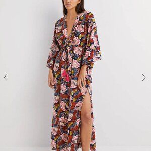 Boden Floral Long Sleeve Flowy Maxi Empire Kaftan